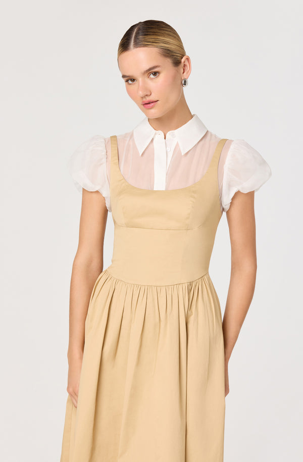 Carrington Mixed Media Layered Midi Dress - ASTR the Label