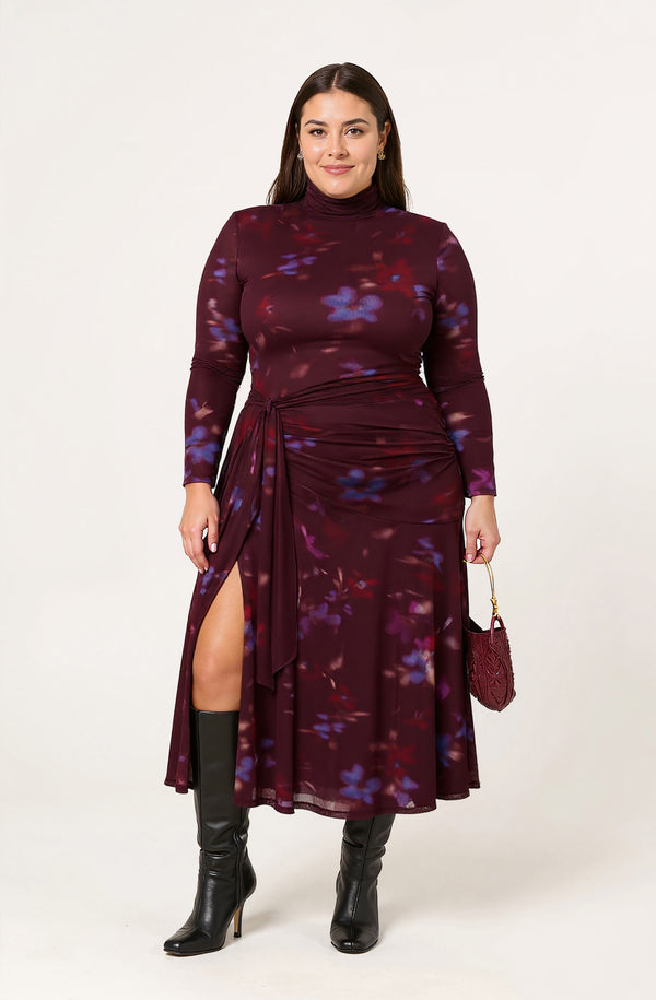 knee length dresses for ladies Yasmine Ruched Long Sleeve Maxi Dress main image 1