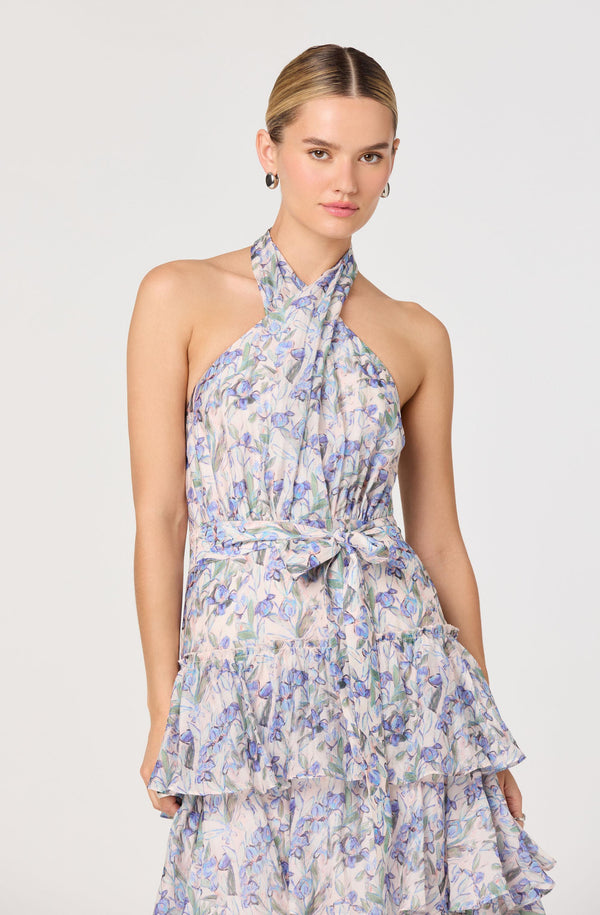 Adamaris Floral Halter Tiered Ruffle Maxi Dress - ASTR the Label Adamaris Floral Halter Tiered Ruffle Maxi Dress - ASTR the Label