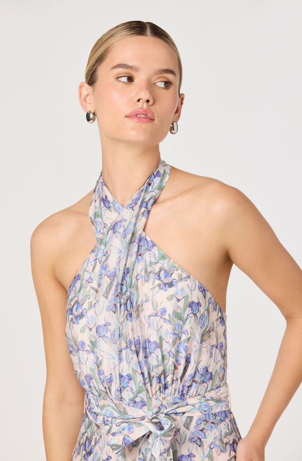 Adamaris Floral Halter Tiered Ruffle Maxi Dress - ASTR the Label Adamaris Floral Halter Tiered Ruffle Maxi Dress - ASTR the Label