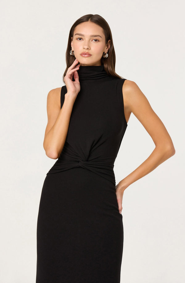 Riana Turtleneck Twist Front Maxi Dress