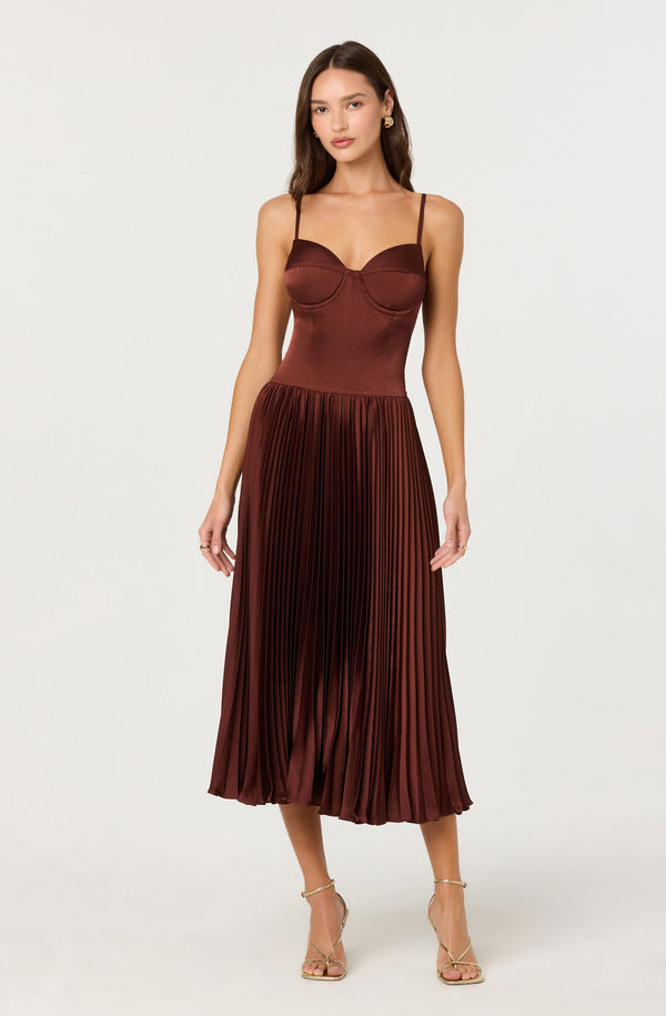 ASTR the Label | Elyssa Satin Midi Dress in Rust Brown | Size XL ASTR the Label | Elyssa Satin Midi Dress in Rust Brown | Size XL