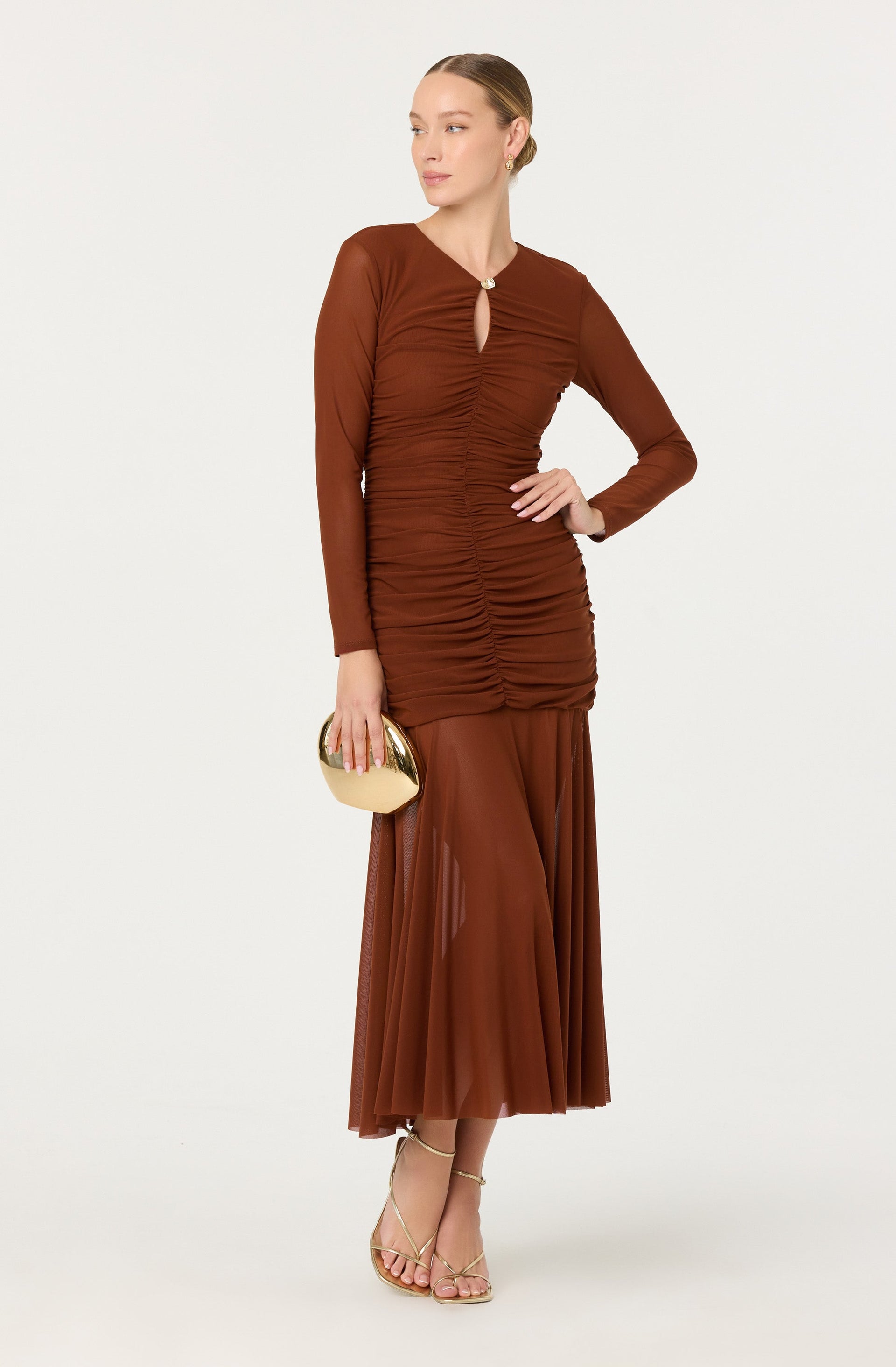 Yasmine Ruched Long Sleeve Maxi Dress - ASTR the Label Yasmine Ruched Long Sleeve Maxi Dress - ASTR the Label
