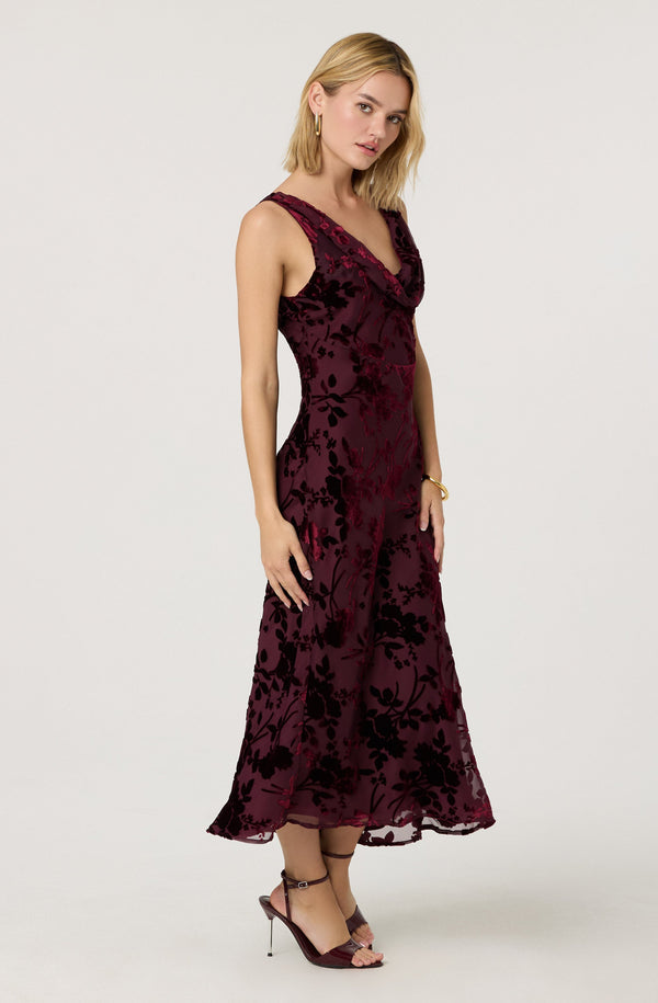 ASTR the Label | Floris Burnout Floral Maxi Dress in Wine | Size XS ASTR the Label | Floris Burnout Floral Maxi Dress in Wine | Size XS