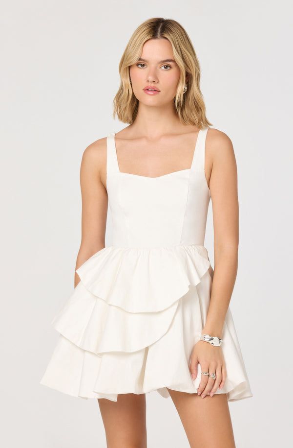 Astr Women's Sheralle Tiered Ruffle Minidress - White - Mini Dresses Astr Women's Sheralle Tiered Ruffle Minidress - White - Mini Dresses