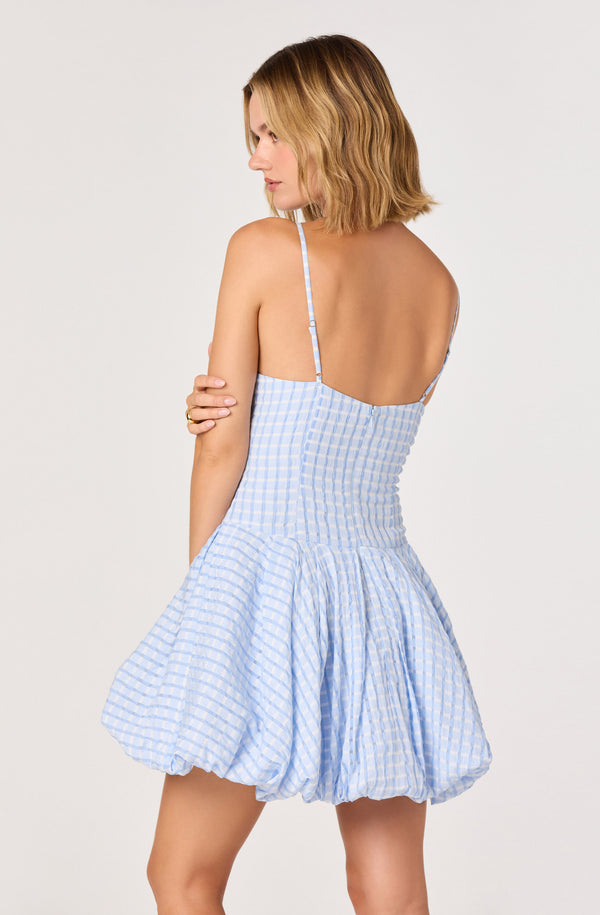 knee length dresses for ladies Tionna Plaid Bubble Mini Dress