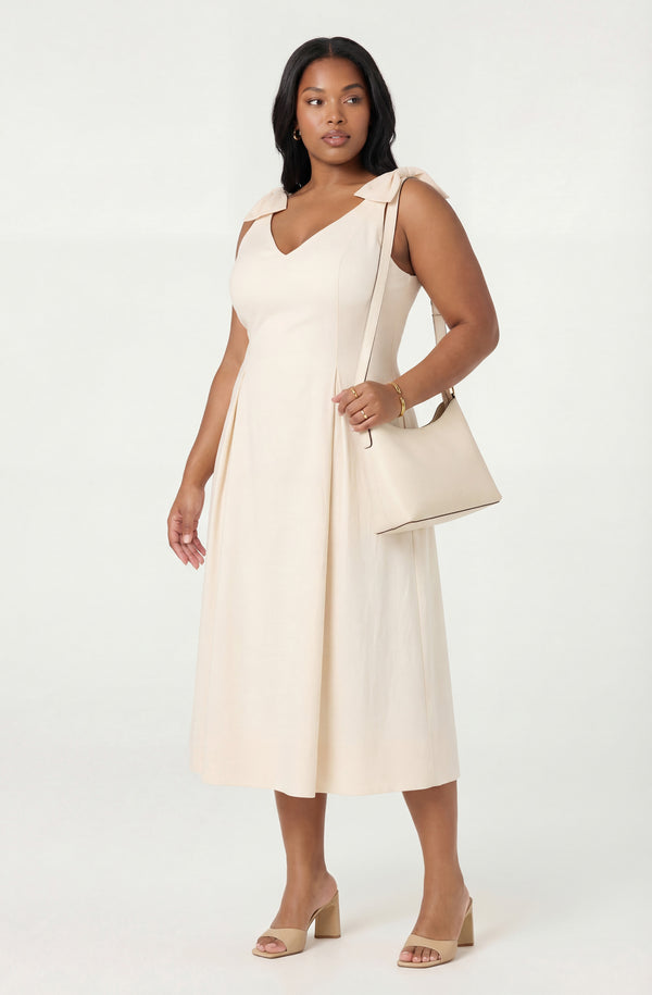 Joleena Linen Bow-Strap Midi Dress - ASTR the Label