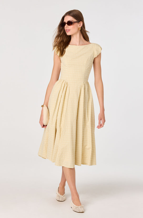 Emalee Plaid A-Line Midi Dress - ASTR the Label Emalee Plaid A-Line Midi Dress - ASTR the Label