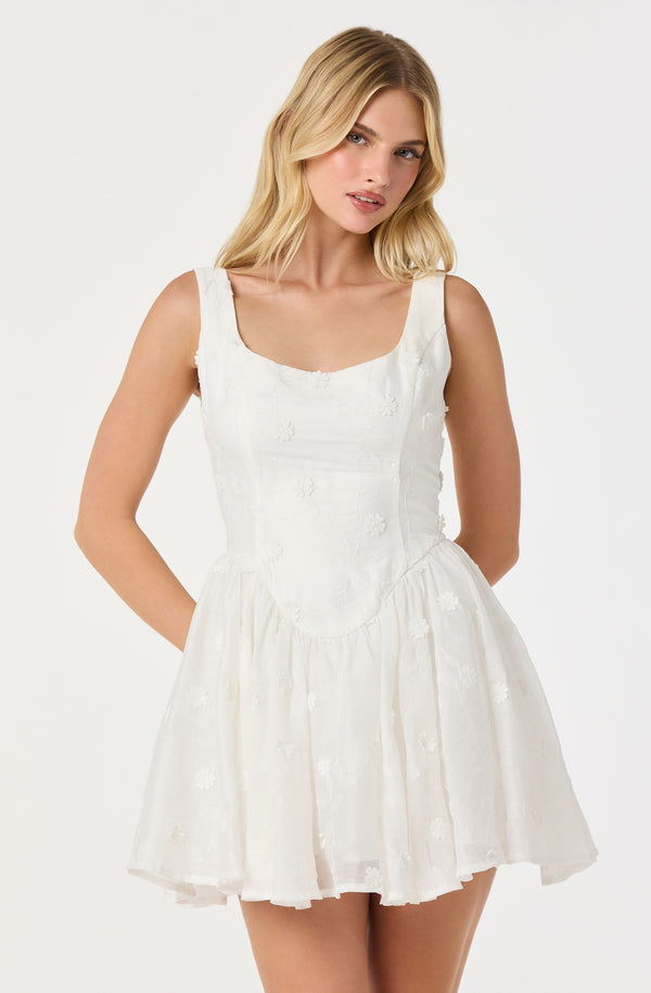 ASTR the Label | Reina Embroidered Floral Mini Dress in White | Size L ASTR the Label | Reina Embroidered Floral Mini Dress in White | Size L