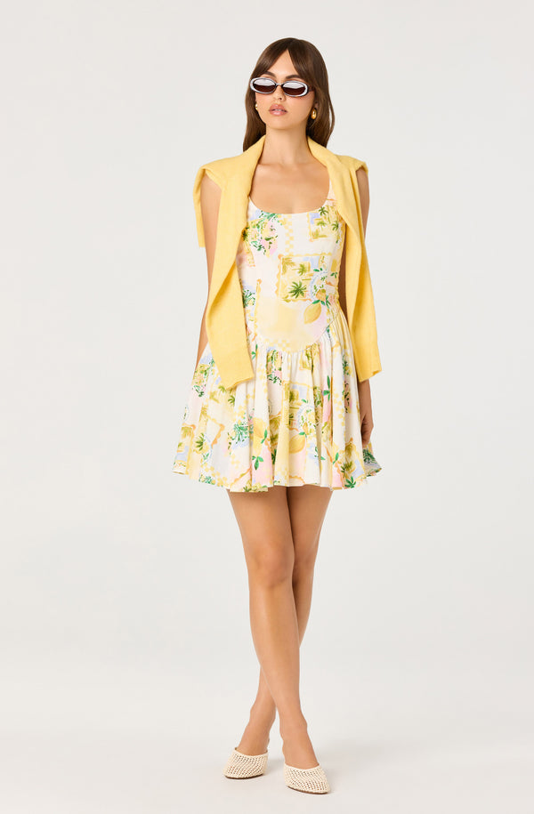 Reina Paradise Print A-Line Mini Dress - ASTR the Label