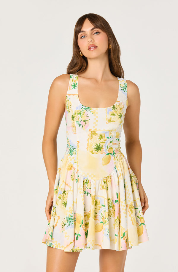 Pastel Star Gather Dress – yellow Asos - mesh tie shoulder mini dress with knot drape in pastel