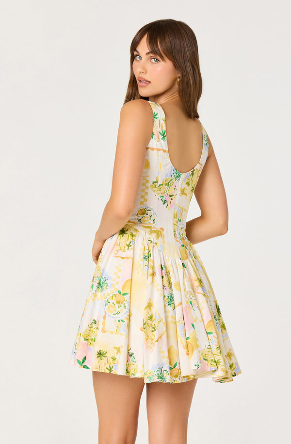 Reina Paradise Print A-Line Mini Dress