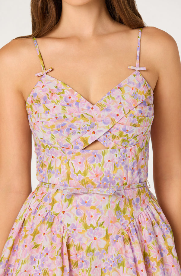 aisha floral appliqué mini dress the Label Isha Floral Cutout Minidress in Pink