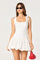 Sticky add to cart - Kaci Bow Shoulder Mixed Media Bubble Mini Dress