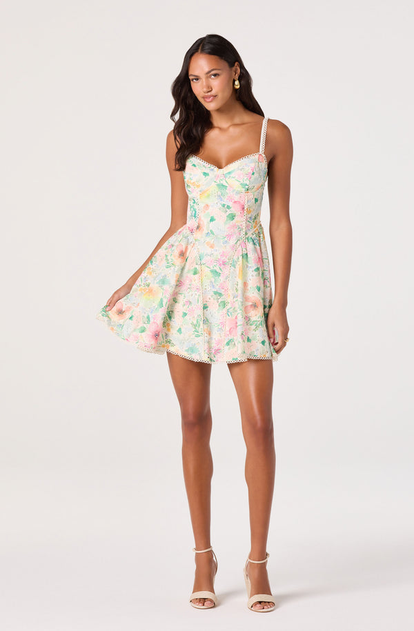 Birdie Floral Eyelet Sweetheart Mini Dress - ASTR the Label Birdie Floral Eyelet Sweetheart Mini Dress - ASTR the Label