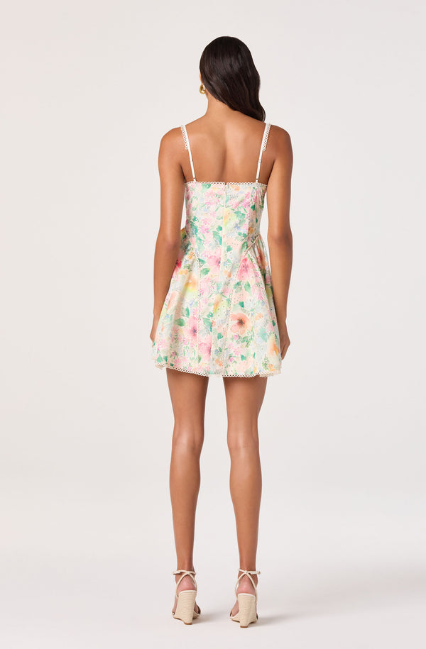 Birdie Floral Eyelet Sweetheart Mini Dress - ASTR the Label Birdie Floral Eyelet Sweetheart Mini Dress - ASTR the Label