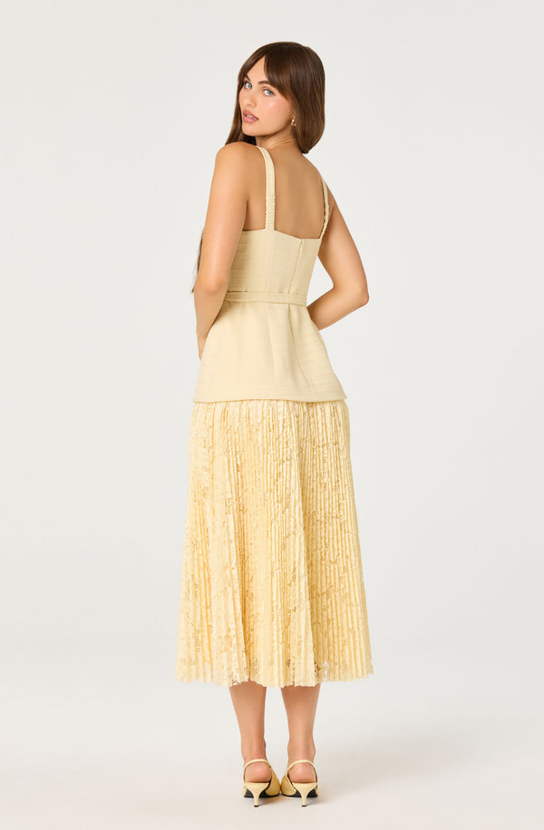 tweed midi dress ASTR the Label Caitlin Dress in Lemon