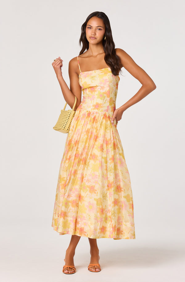 Ovina Floral Smocked Drop-Waist Maxi Dress - ASTR the Label Ovina Floral Smocked Drop-Waist Maxi Dress - ASTR the Label