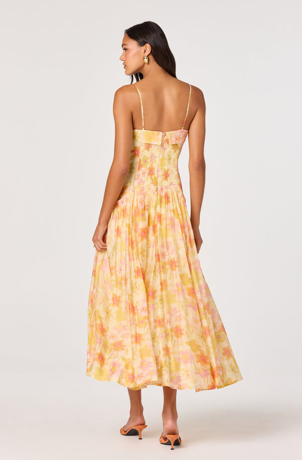Ovina Floral Smocked Drop-Waist Maxi Dress - ASTR the Label Ovina Floral Smocked Drop-Waist Maxi Dress - ASTR the Label