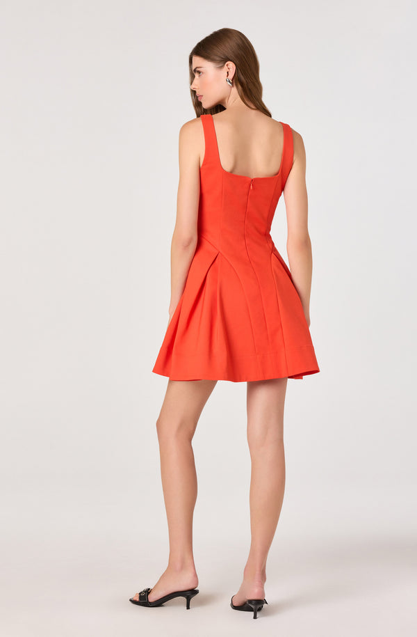 ASTR the Label | Maliyah Pleated Drop-Waist Mini Dress in Hot Red | Size M ASTR the Label | Maliyah Pleated Drop-Waist Mini Dress in Hot Red | Size M