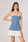Sticky add to cart - Amren Mixed Media Denim Mini Dress