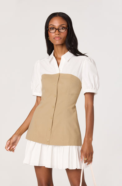 Joseline Mixed Media Faux Layered Mini Dress - ASTR the Label