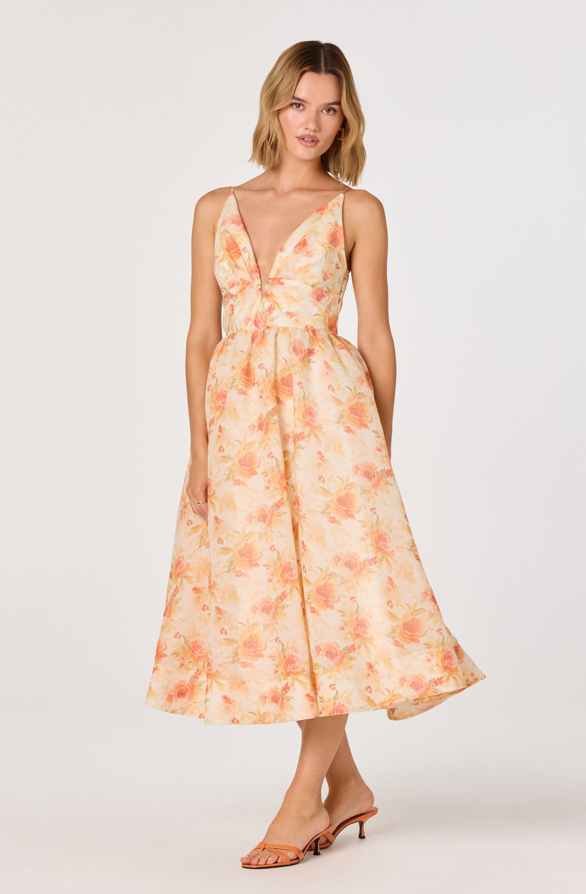 Janna Floral Plunge Midi Dress - ASTR the Label