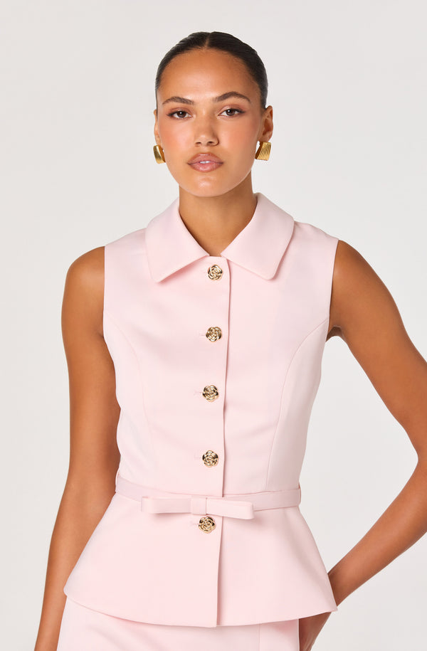ASTR the Label | Jamia Peplum Button-Front Mini Dress in Pink | Size M ASTR the Label | Jamia Peplum Button-Front Mini Dress in Pink | Size M