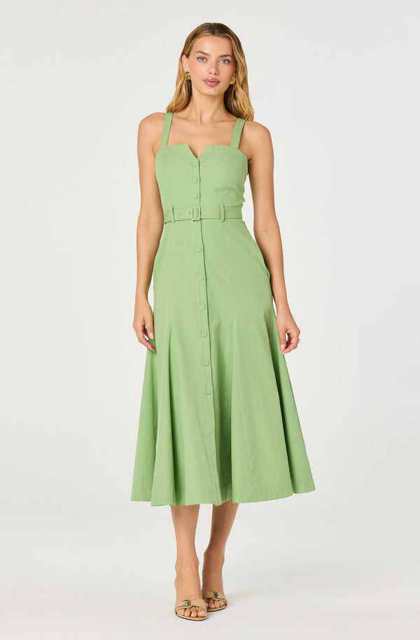 green emerald velvet dress Mable Midi Dress main image 1