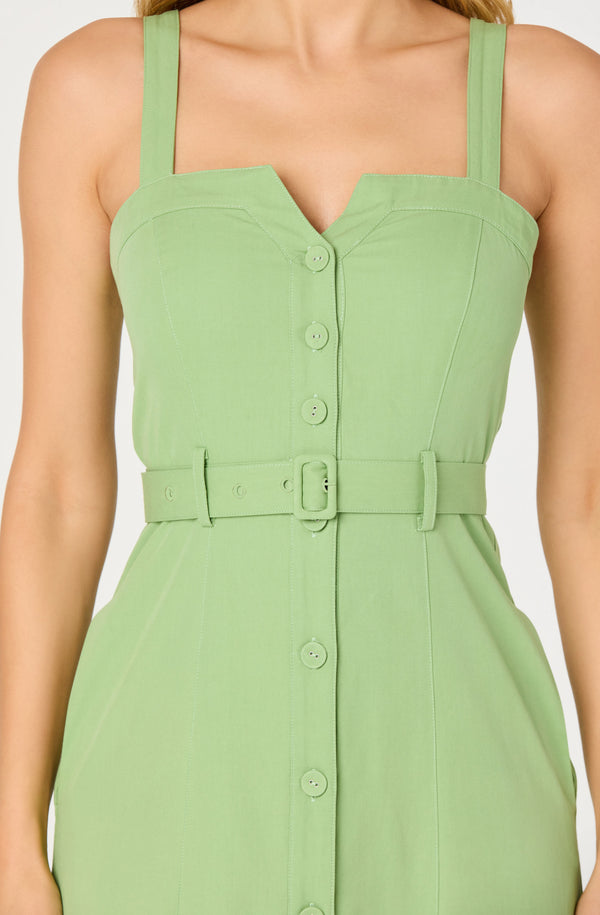 green emerald velvet dress McKinley Button-Front Midi Dress