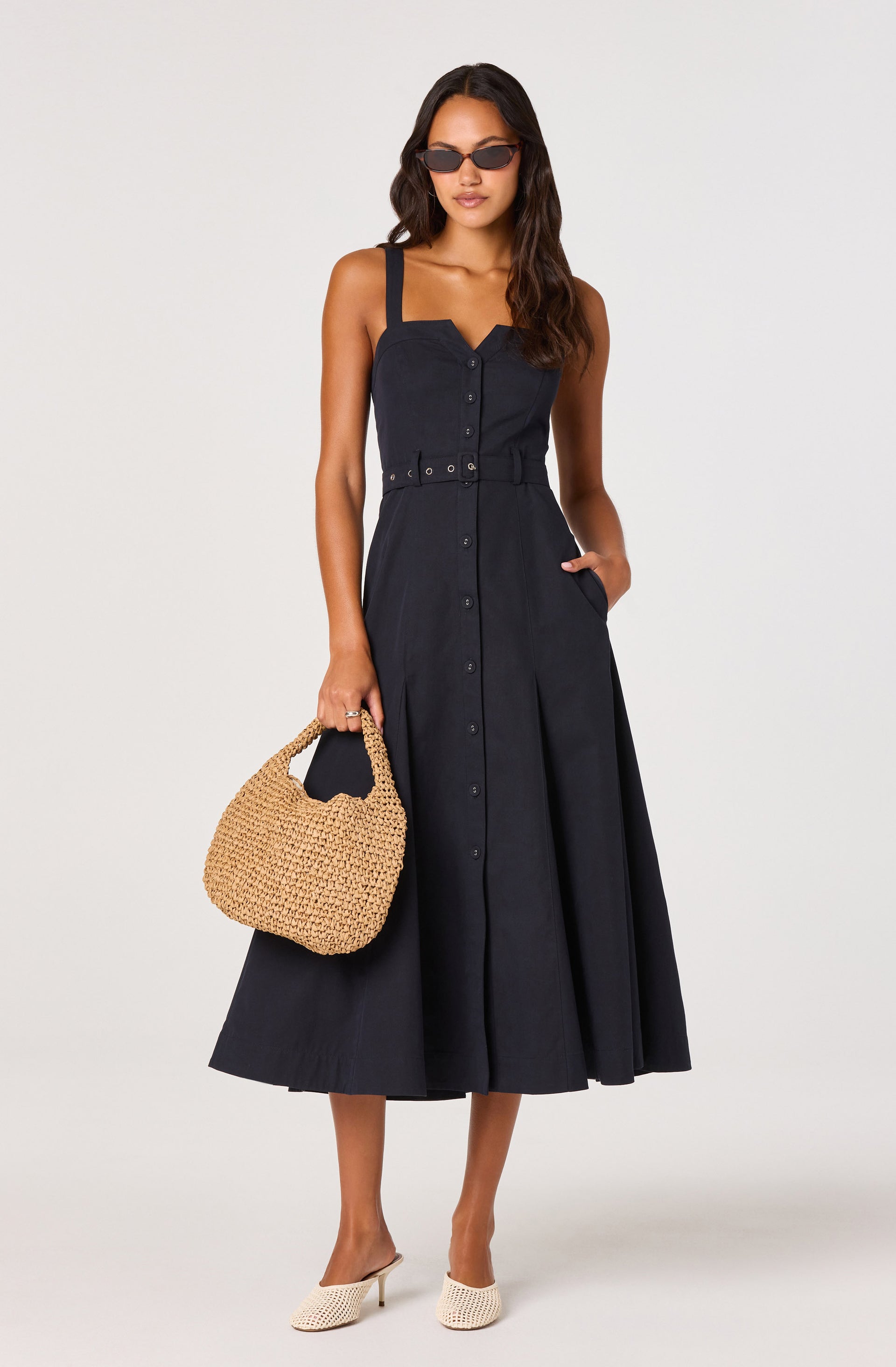 McKinley Button-Front Midi Dress