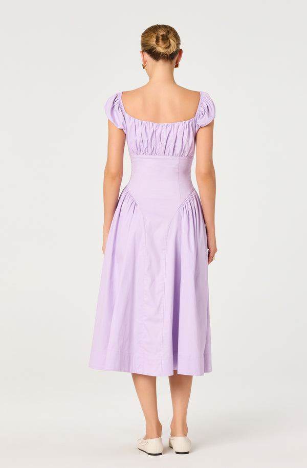 knee length dresses for ladies Adilene Cotton Milkmaid Midi Dress