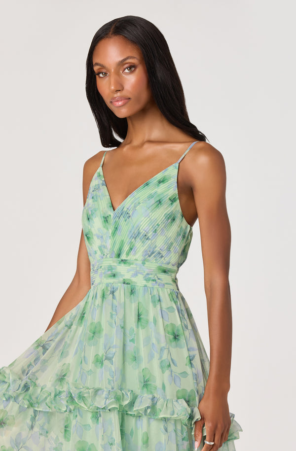 Ayanna Floral Pleated Tiered Maxi Dress - ASTR the Label Ayanna Floral Pleated Tiered Maxi Dress - ASTR the Label