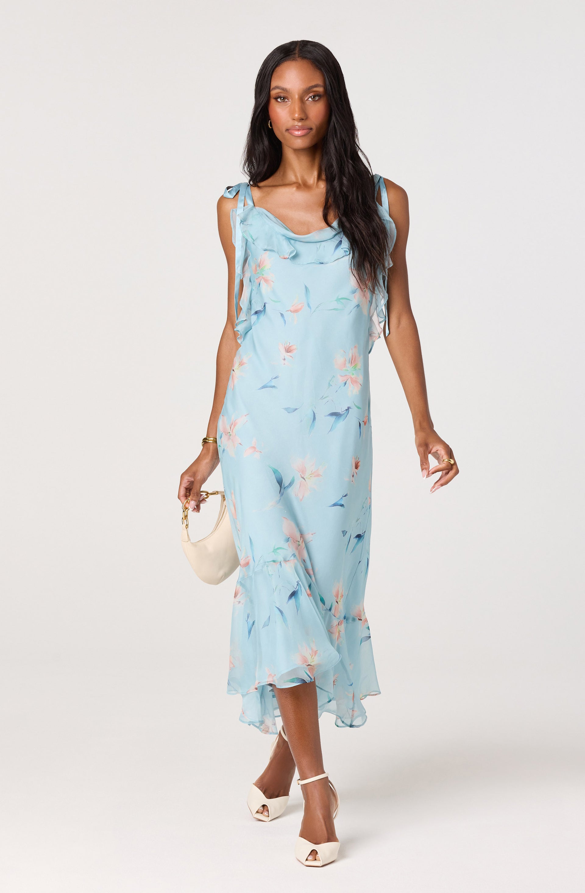 knee length dresses for ladies Celestine & Mae Flora Midi Dress in Black main image 1