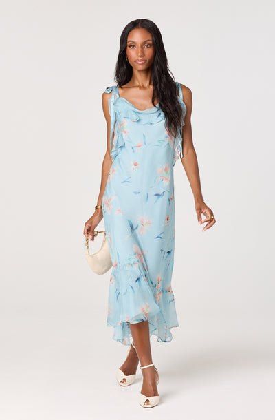 Nissa Floral Ruffle Midi Dress
