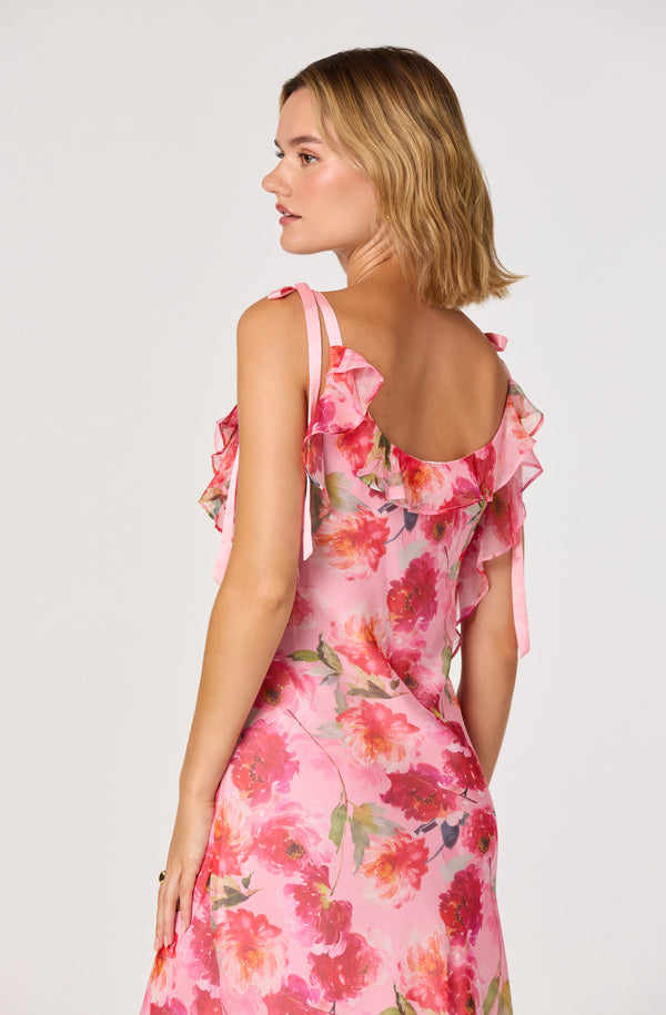Nissa Floral Ruffle Midi Dress - ASTR the Label