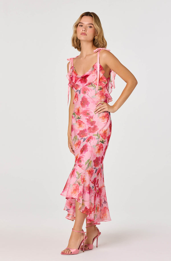 Nissa Floral Ruffle Midi Dress - ASTR the Label Nissa Floral Ruffle Midi Dress - ASTR the Label