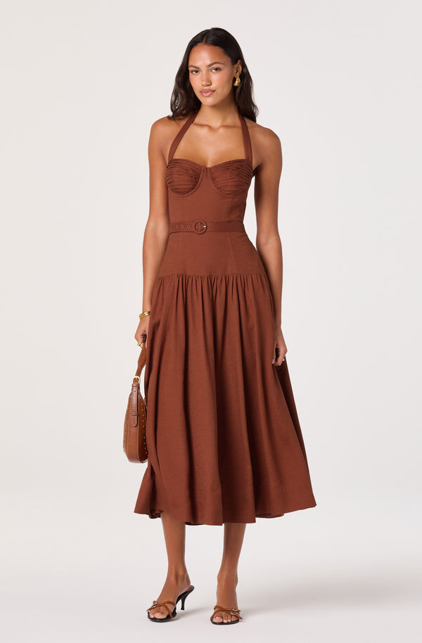 Katinka Belted Halter Midi Dress - ASTR the Label