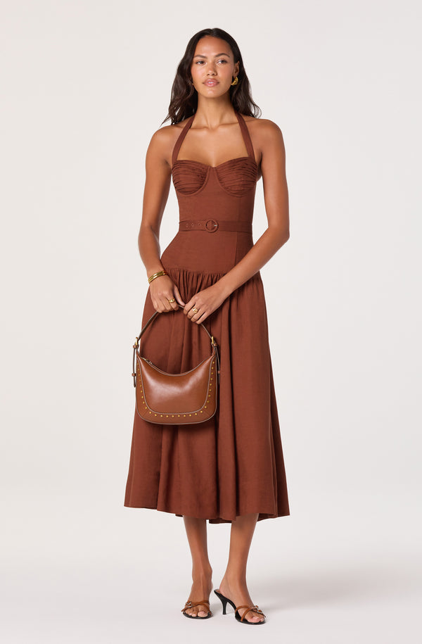 Katinka Belted Halter Midi Dress