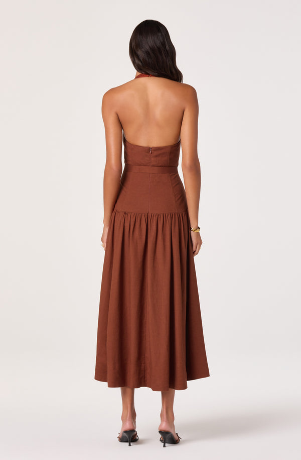 Katinka Belted Halter Midi Dress