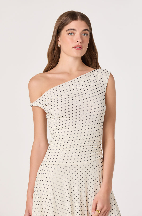 Ciarra Off-Shoulder Asymmetric Midi Dress - ASTR the Label