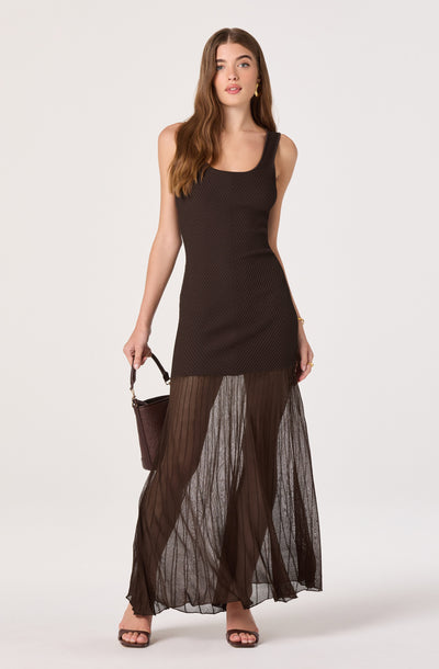 Glena Ribbed Knit Drop Waist Maxi Dress