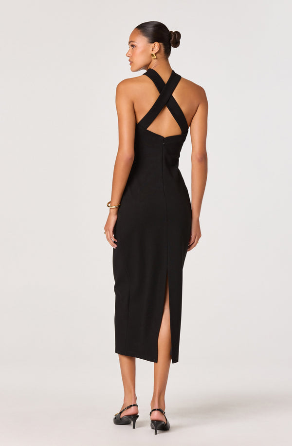 ASTR The Label | Thiala Knit Reverse Halter Midi Dress in Black | Size M ASTR The Label | Thiala Knit Reverse Halter Midi Dress in Black | Size M