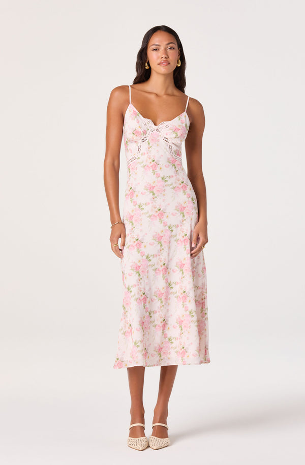 liquorish a line lace detail midi dress in floral print Liran petite cocktail attire Illusion Long Sleeve Lace Color:Natural Youre sure to catch