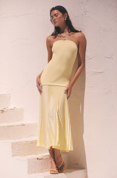 ASTR the Label | Selune Mixed Media Maxi Dress in Yellow
