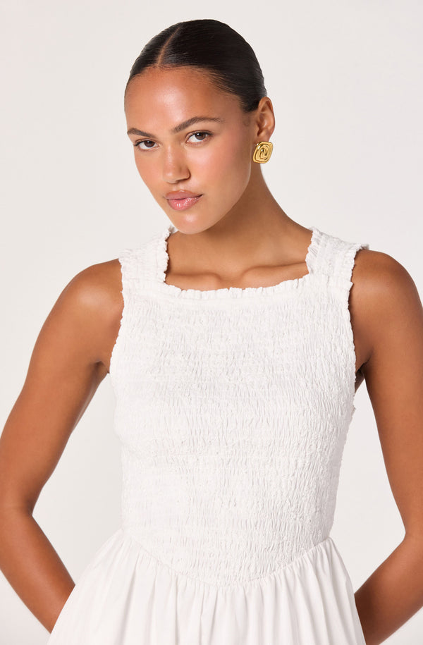 ASTR the Label | Hollie Smocked Midi Dress in White