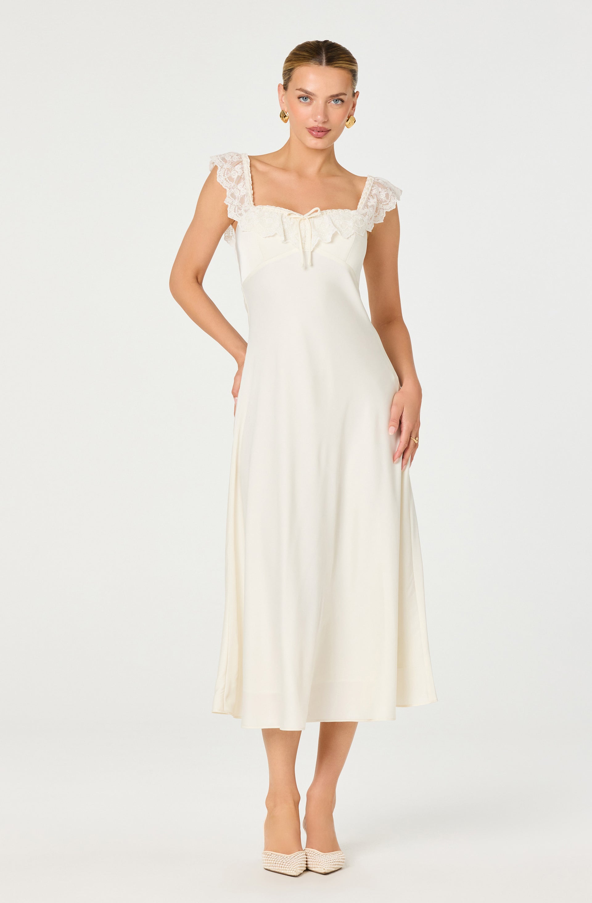 Makiya Lace Strap Empire Waist Midi Dress