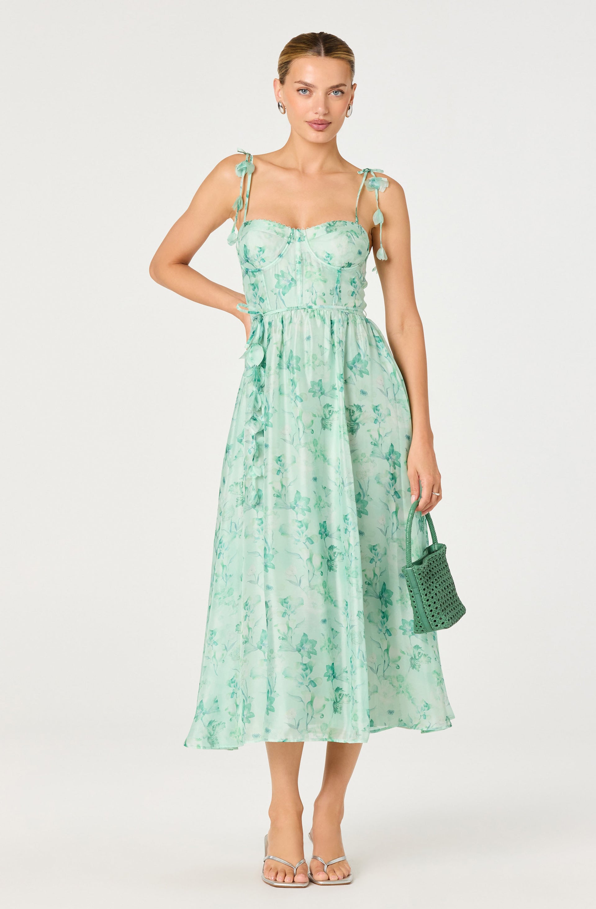 Halcyon Floral 3D Flower Appliqu Midi Dress - ASTR the Label Halcyon Floral 3D Flower Appliqu Midi Dress - ASTR the Label