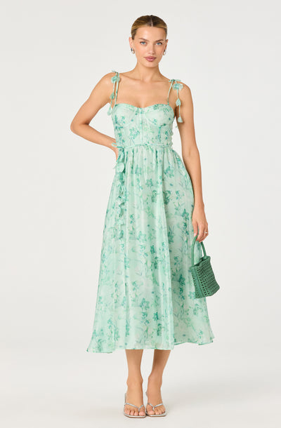 Halcyon Floral 3D Flower Appliqué Midi Dress