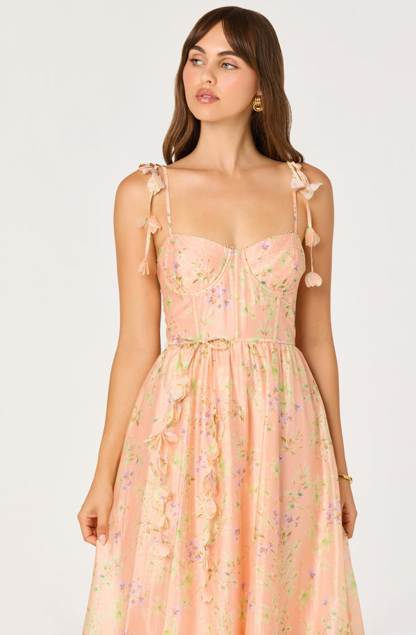 Halcyon Floral 3D Flower Appliqué Midi Dress - ASTR the Label